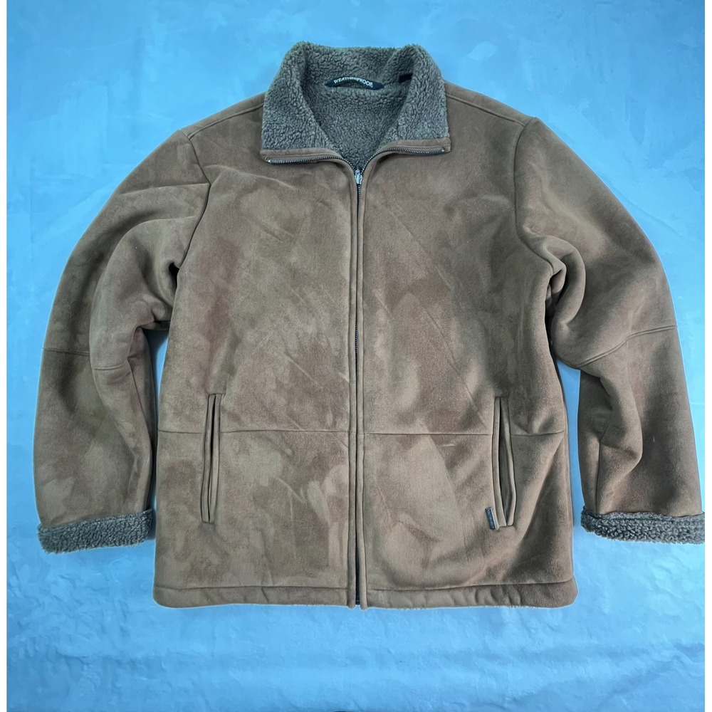 VTG Weatherproof Mens M Jacket Coat ‎ Faux Suede Shearling Dark  Brown